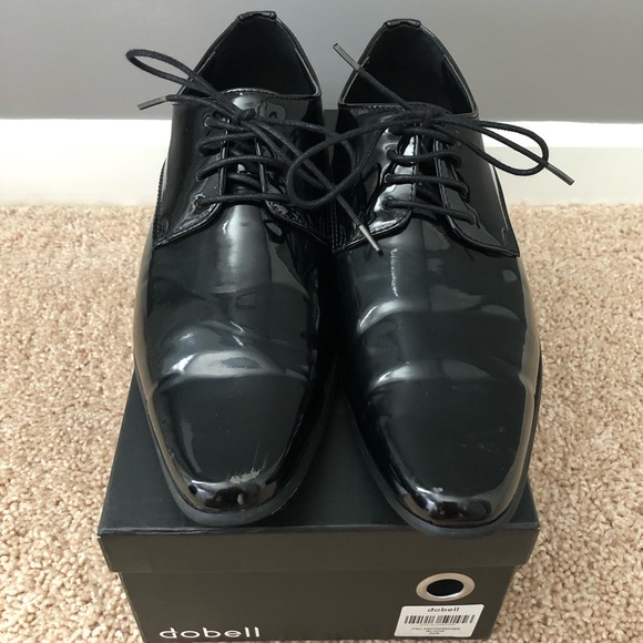 Dobell Black Contemporary Leather Tuxedo Shoes - Picture 2 of 6